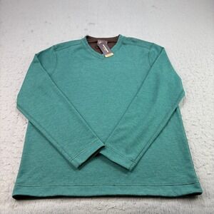 Johnston Murphy Sweater Mens M Green Brown Reversible Pullover V-Neck NEW